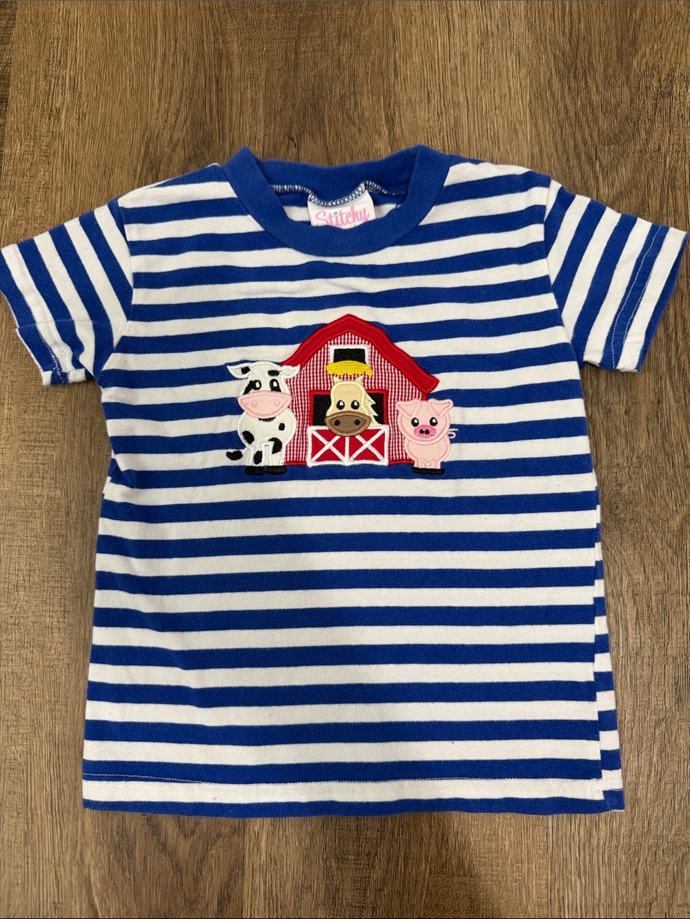 Stitchy Fish Boys Farm Animal Appliqué Shirt Size 12 Months